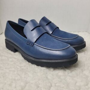 Cole Haan Geneva Women's Penny Loafer Size 9.5 Blue Leather Comfort Shoes